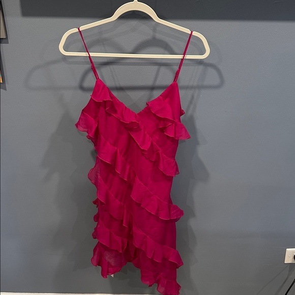 NWT Abercrombie All-Over Ruffle Mini Dress, pink Size Medium - Picture 2 of 8